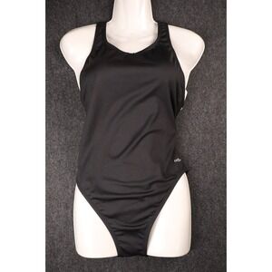 Dolfin One Piece Swimsuit Women Size 38 Black Athletic Training Racerback NWT
